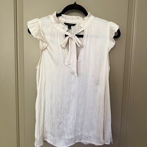 Banana Republic White Ruffled Cap Sleeve Blouse
